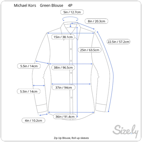 Michael Kors Green Zip up Blouse-Size 4P - Picture 7 of 8